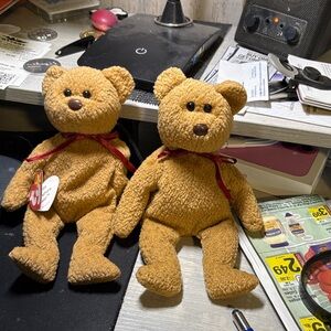 Ty 1993 Curly beanie baby’s black eyes brown nose and tush tag errors